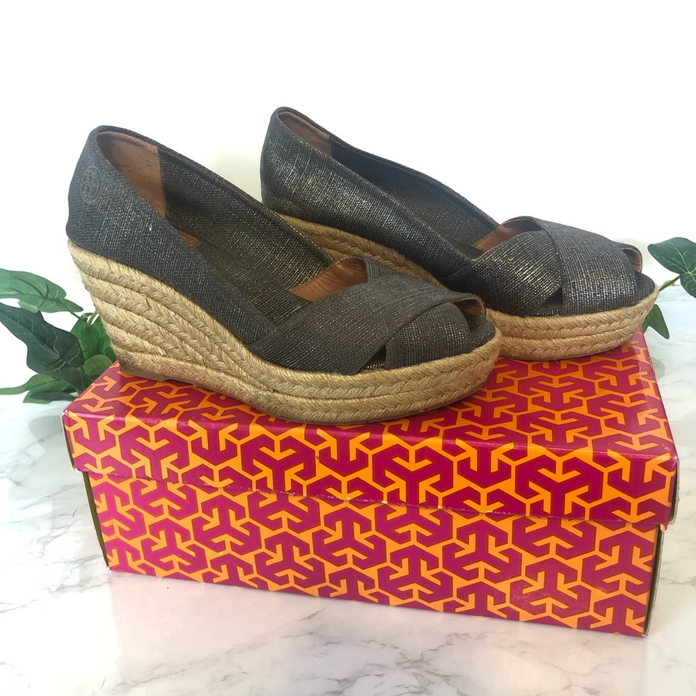 TORY BURCH Filipa 75mm Wedge Espadrille Pewter